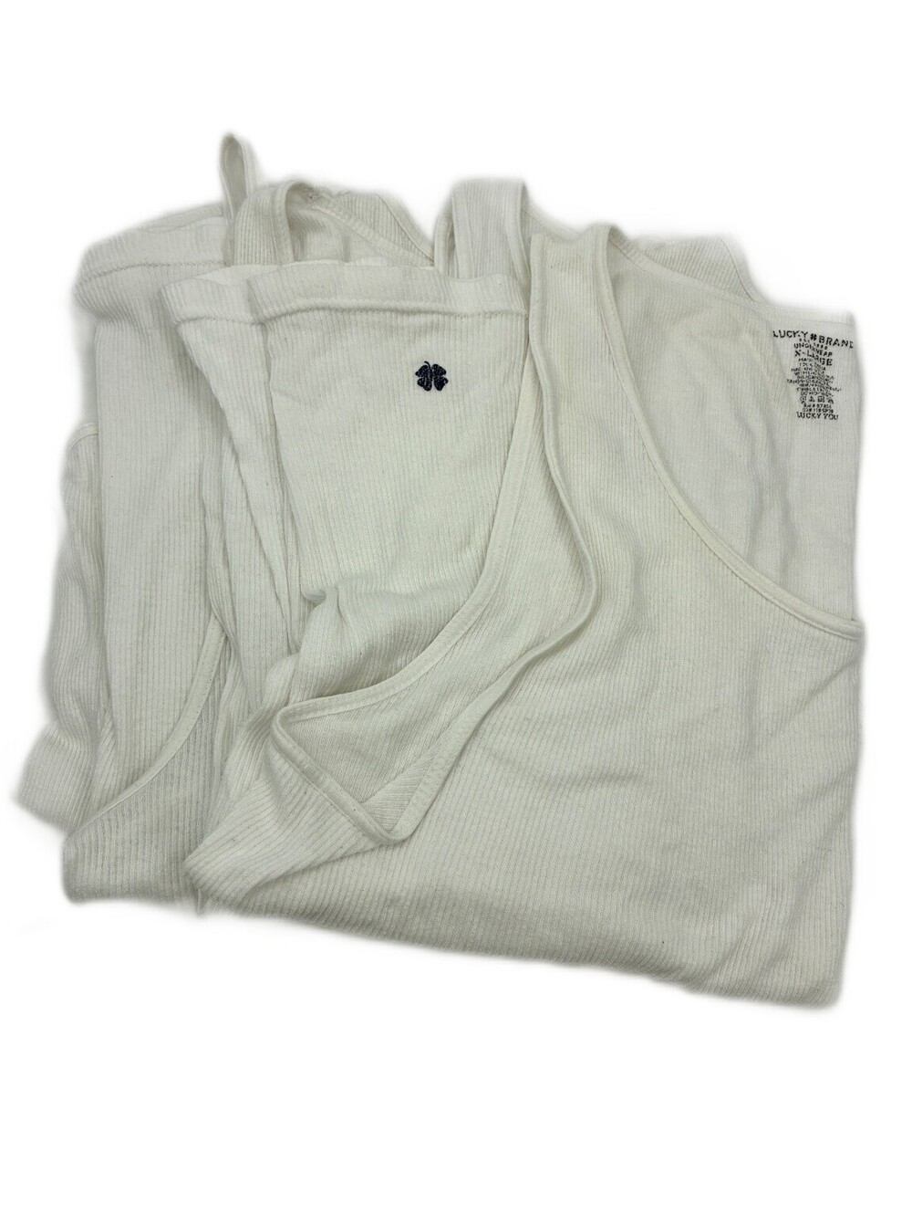 Lucky Brand Mens White Ribbed Cotton Tank Top Undershirt 4-Pack Size XL